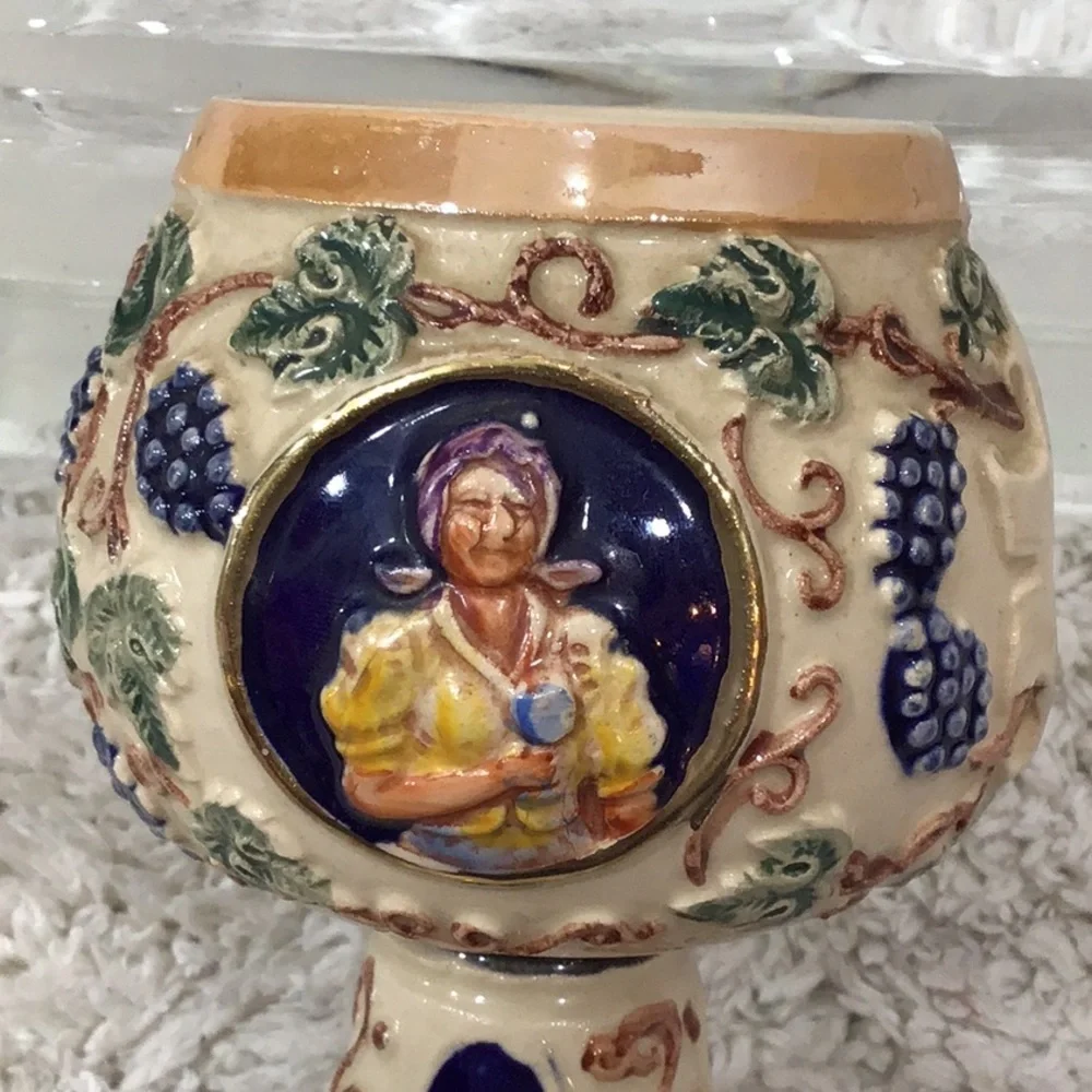 German stoneware hand painted goblet vintage 70’s